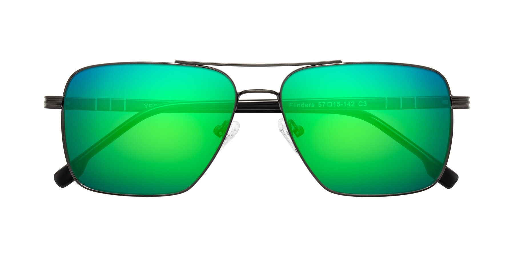 Folded Front of Flinders in Gunmetal with Green Mirrored Lenses