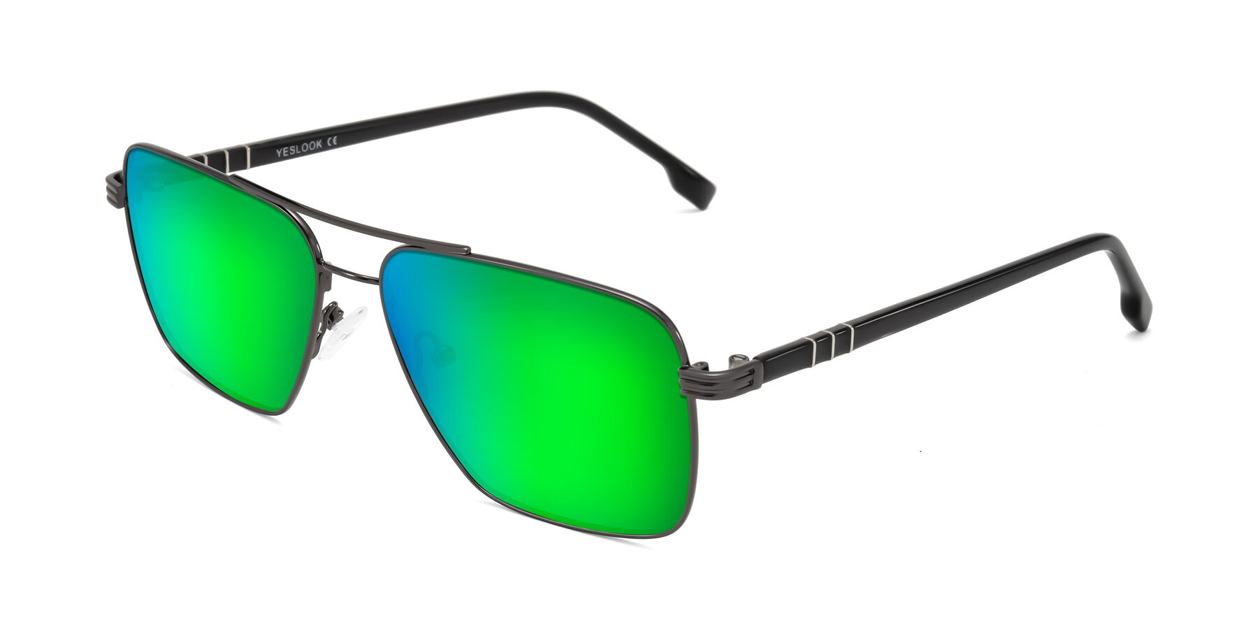 Angle of Flinders in Gunmetal with Green Mirrored Lenses