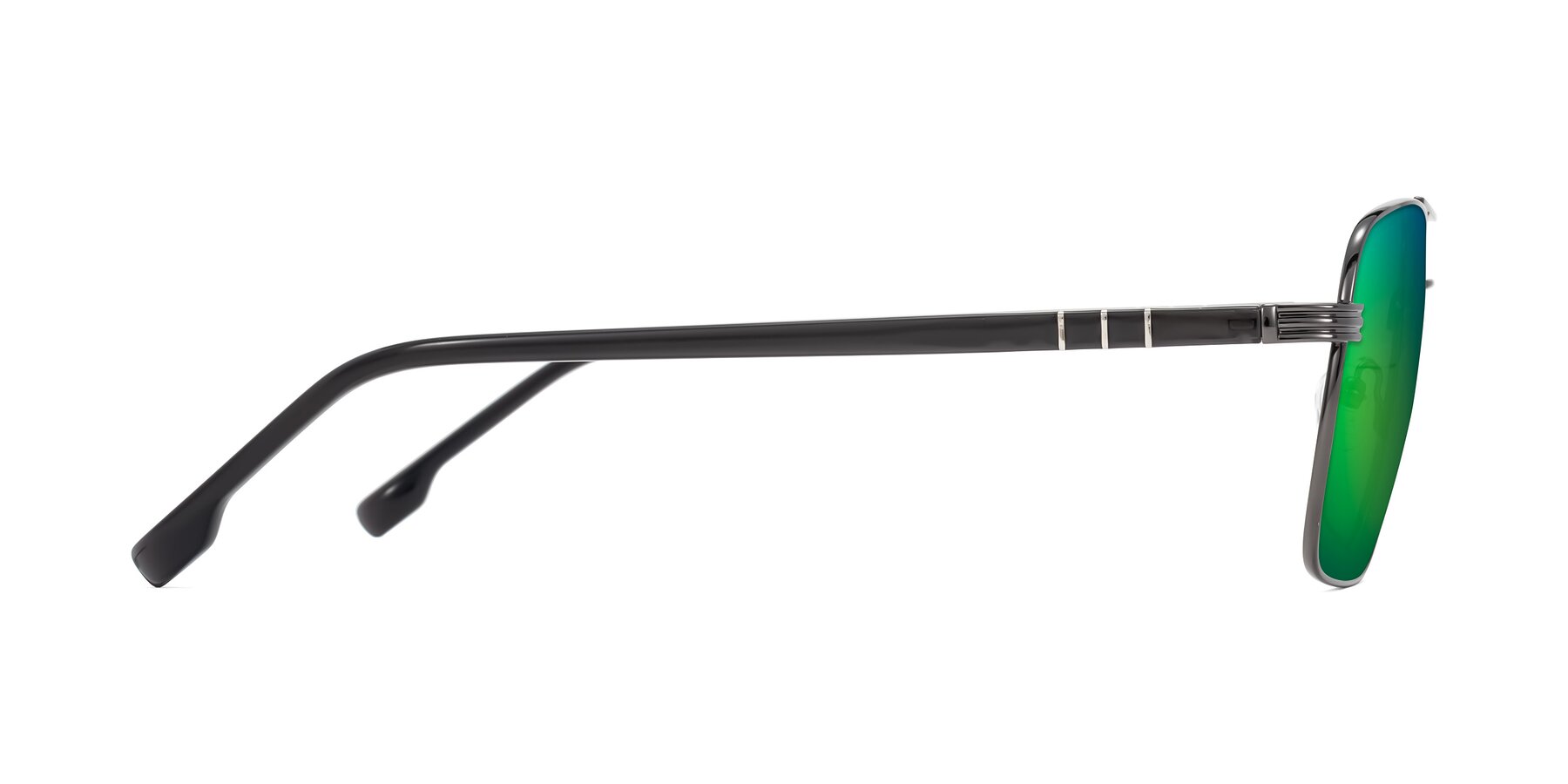 Side of Flinders in Gunmetal with Green Mirrored Lenses