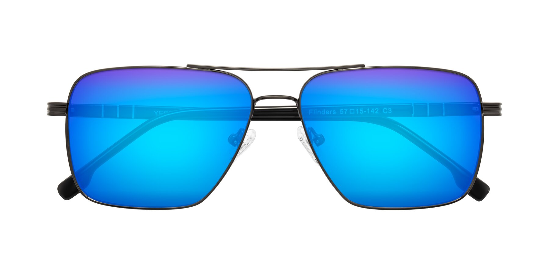 Folded Front of Flinders in Gunmetal with Blue Mirrored Lenses
