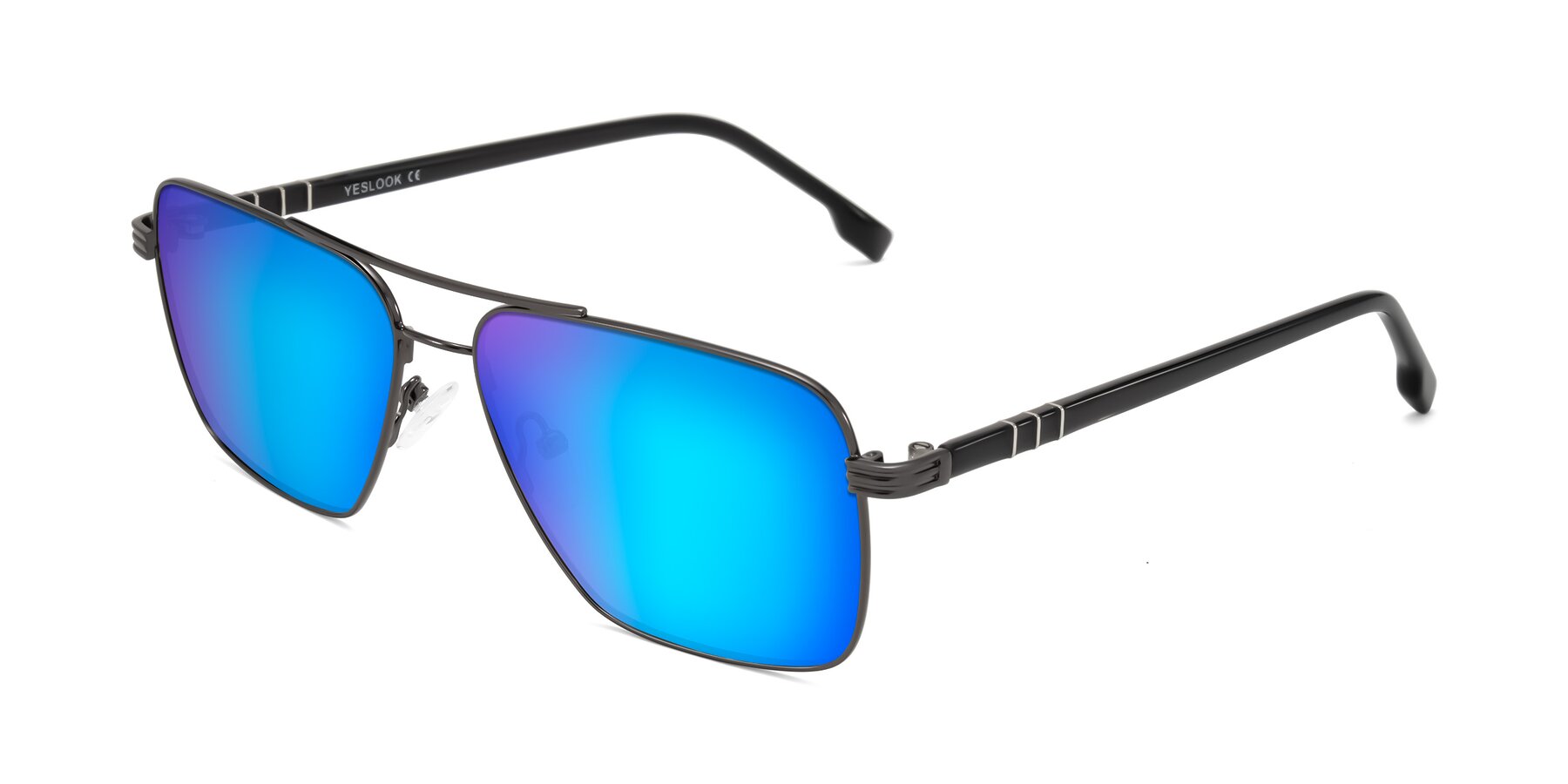 Angle of Flinders in Gunmetal with Blue Mirrored Lenses