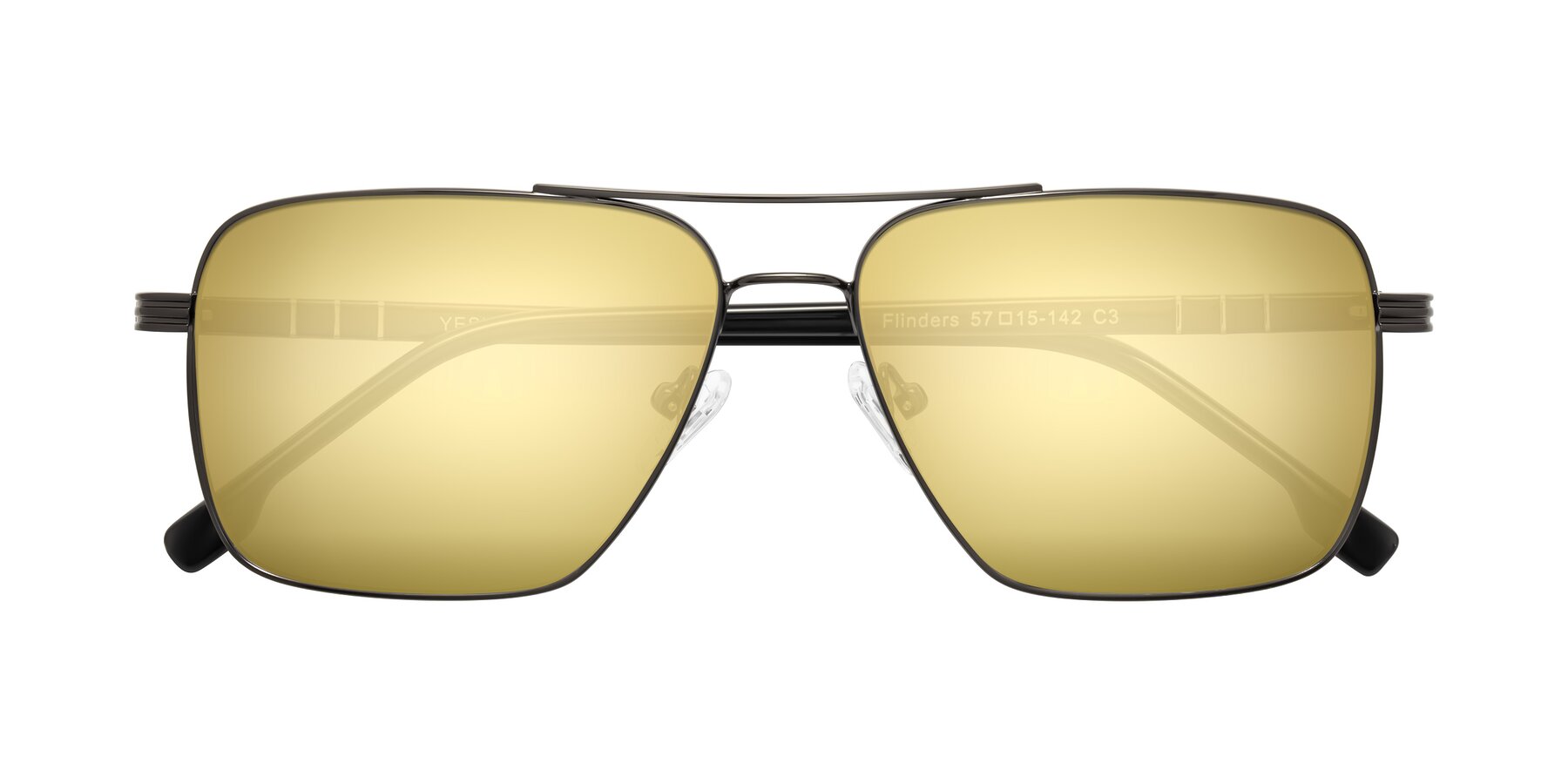 Folded Front of Flinders in Gunmetal with Gold Mirrored Lenses