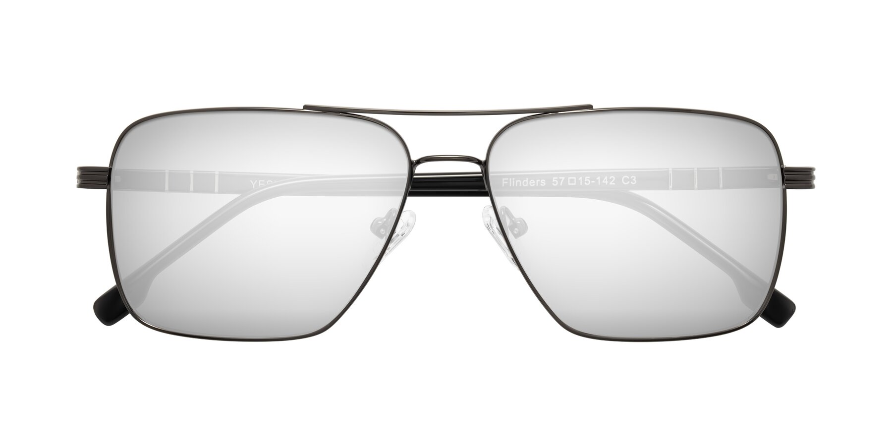 Folded Front of Flinders in Gunmetal with Silver Mirrored Lenses