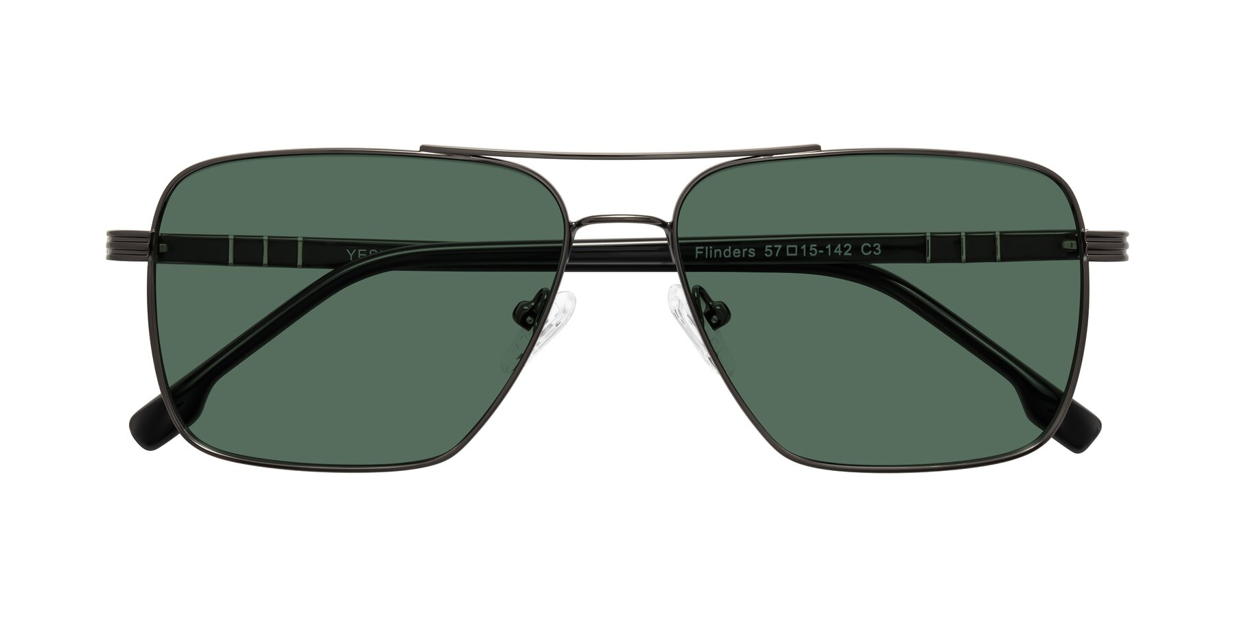 Folded Front of Flinders in Gunmetal with Green Polarized Lenses