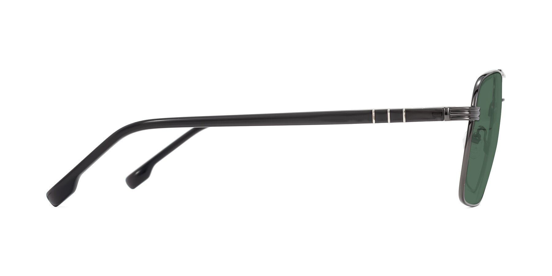 Side of Flinders in Gunmetal with Green Polarized Lenses