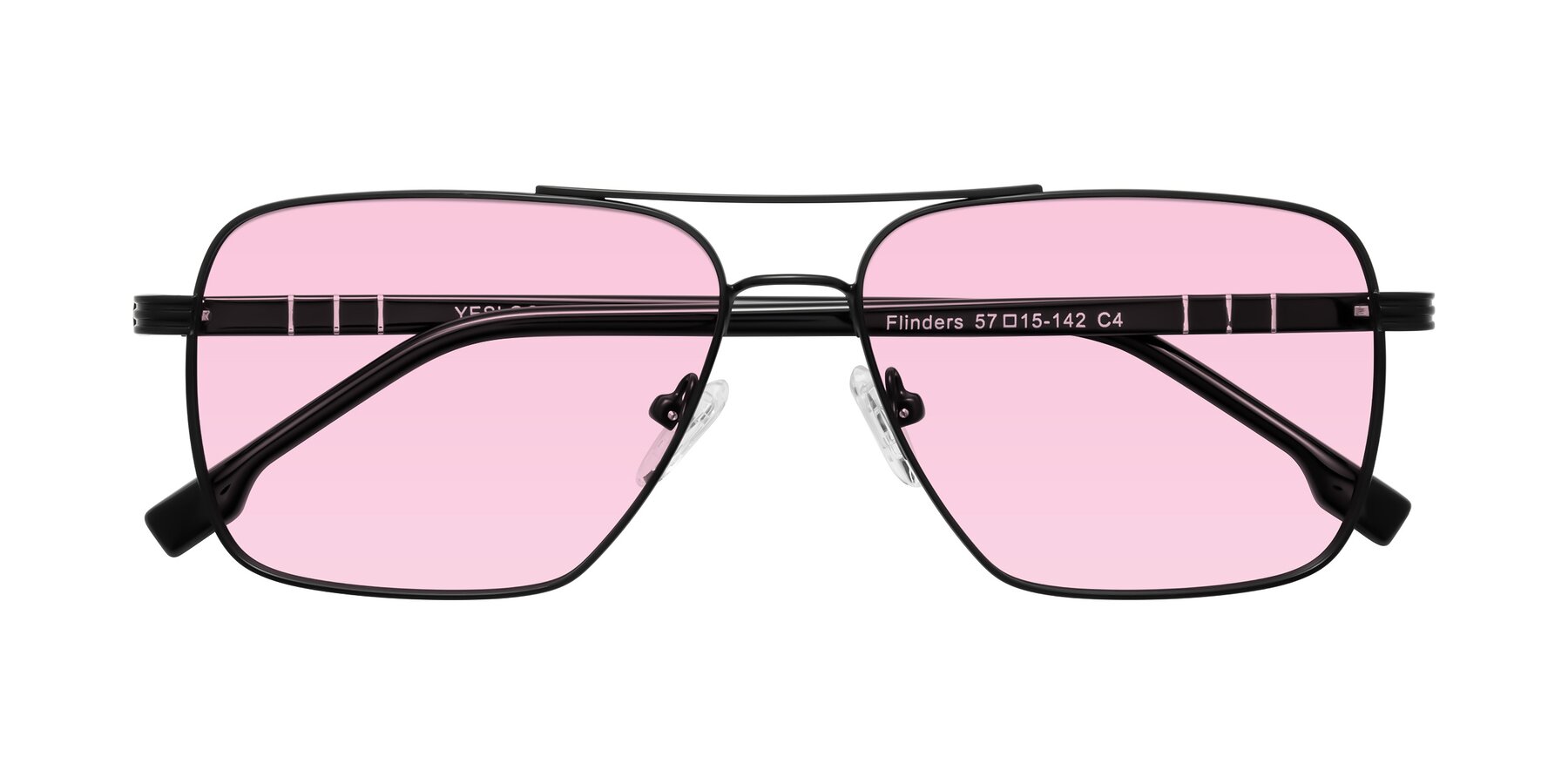 Folded Front of Flinders in Matte Black with Light Pink Tinted Lenses
