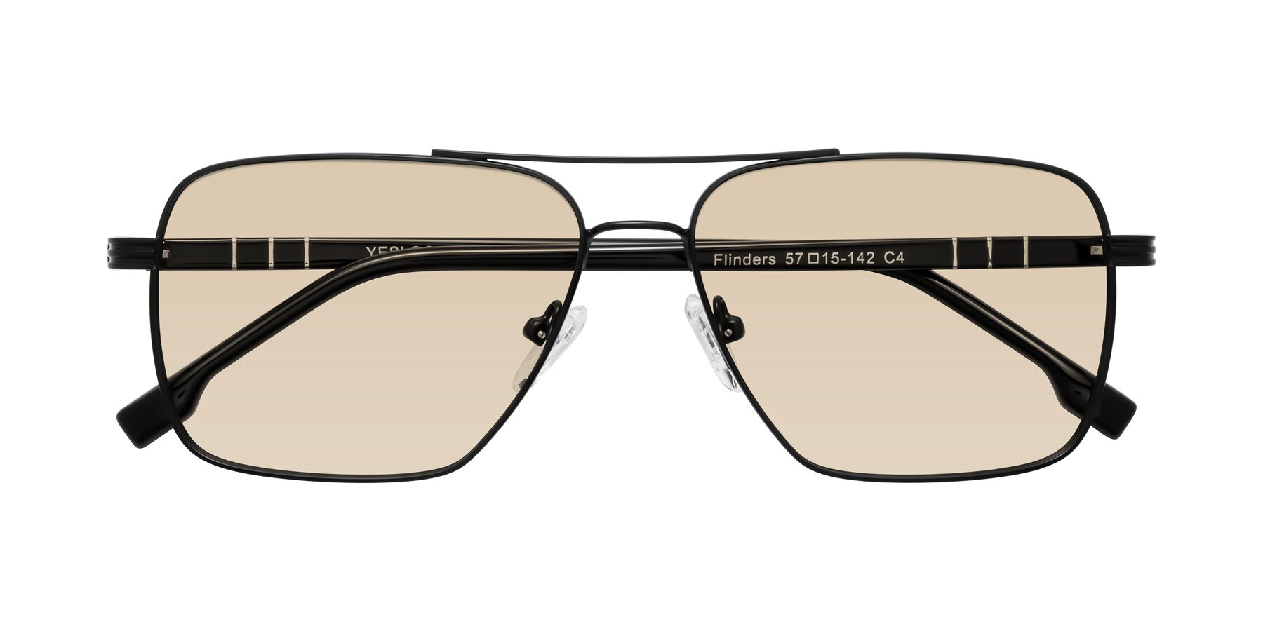 Folded Front of Flinders in Matte Black with Light Brown Tinted Lenses