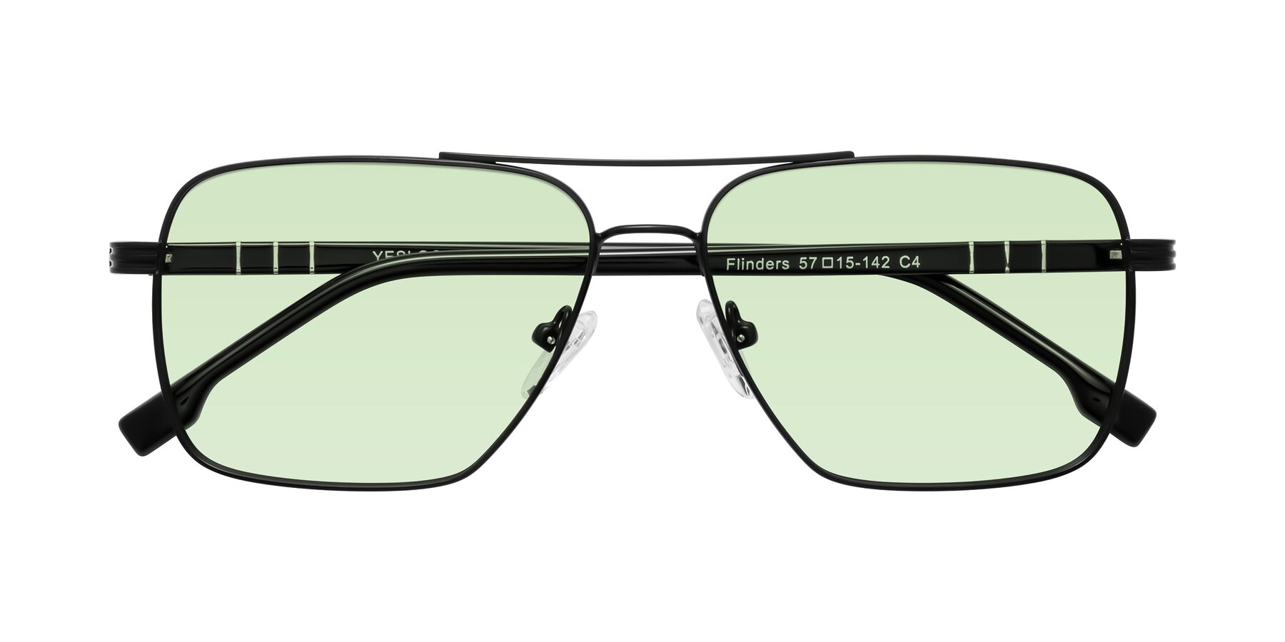 Folded Front of Flinders in Matte Black with Light Green Tinted Lenses