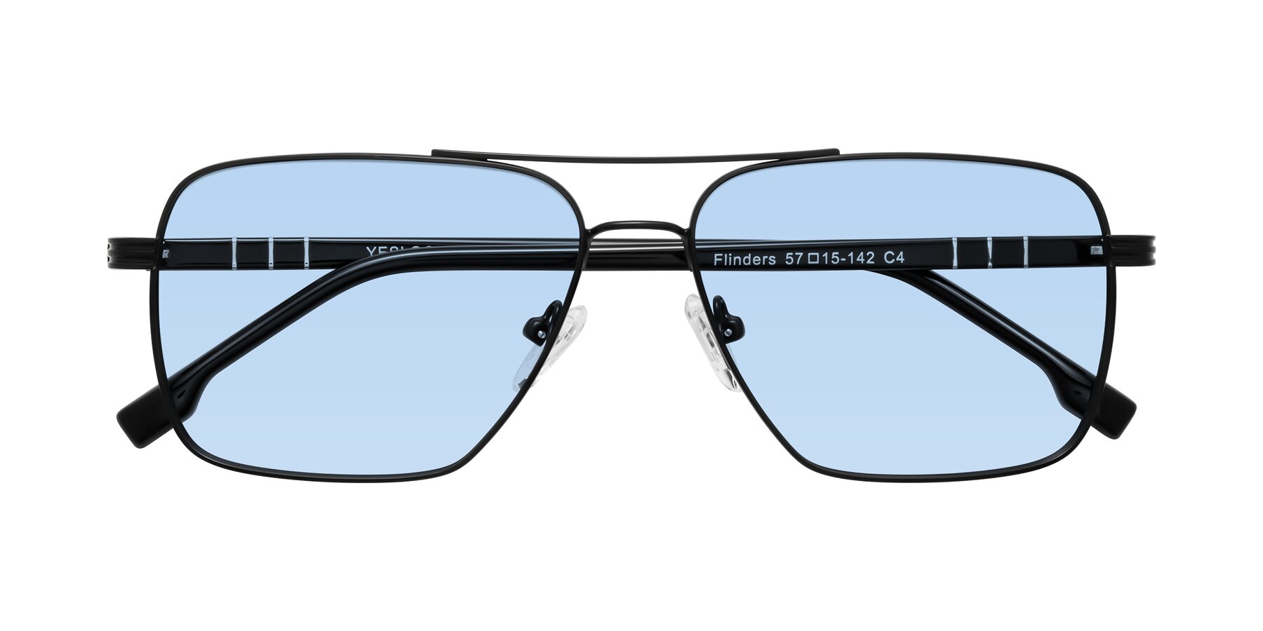 Folded Front of Flinders in Matte Black with Light Blue Tinted Lenses