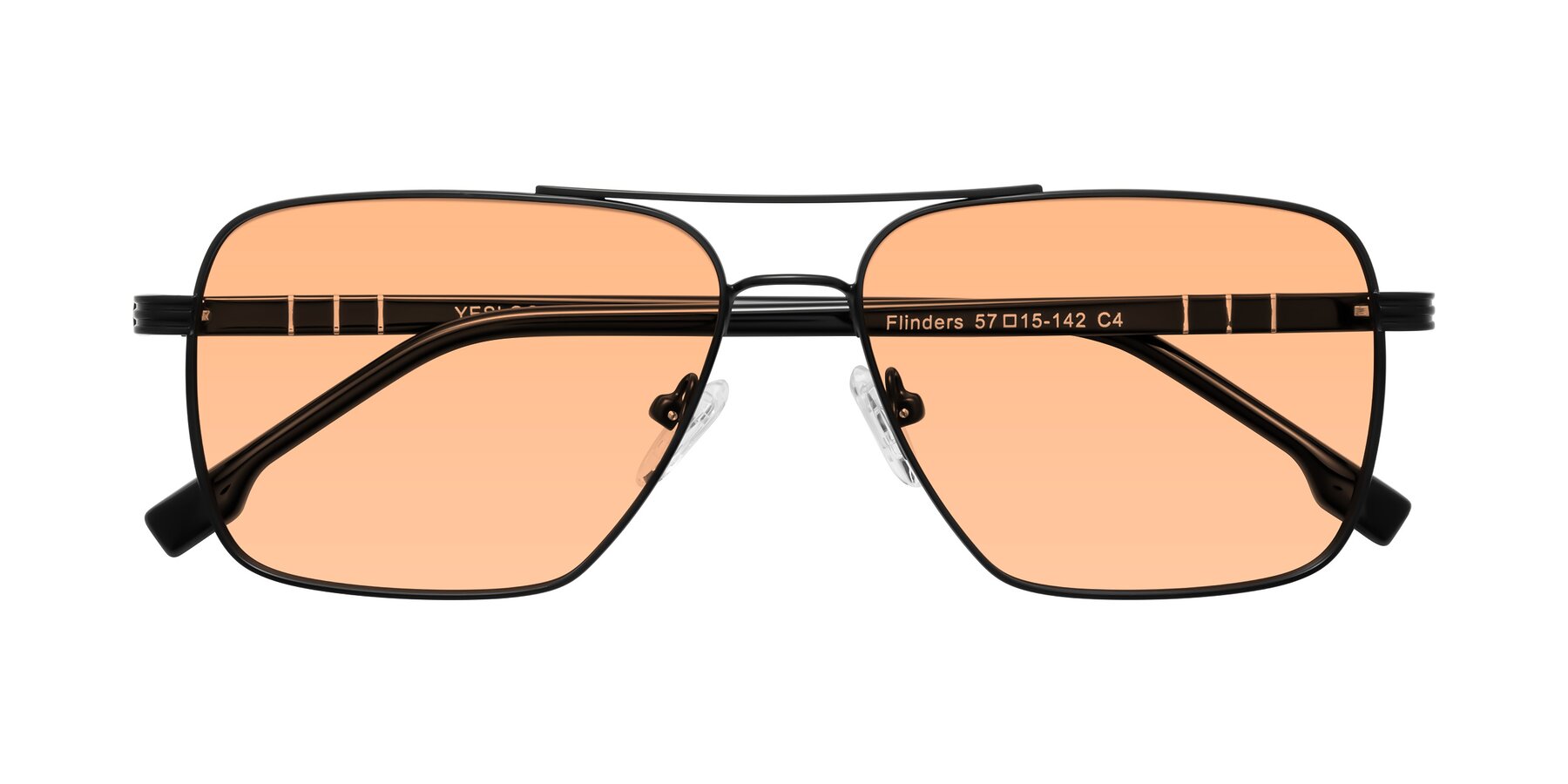 Folded Front of Flinders in Matte Black with Light Orange Tinted Lenses