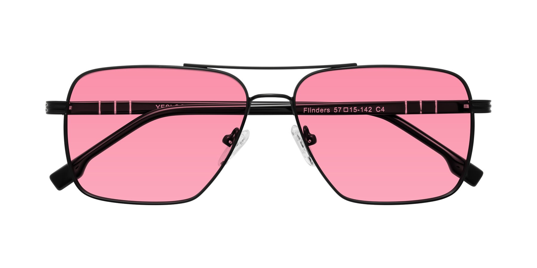 Folded Front of Flinders in Matte Black with Pink Tinted Lenses