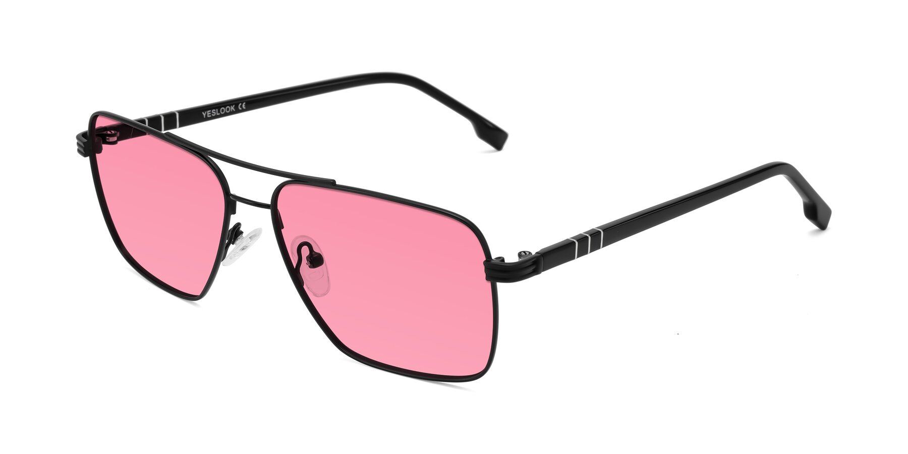 Angle of Flinders in Matte Black with Pink Tinted Lenses