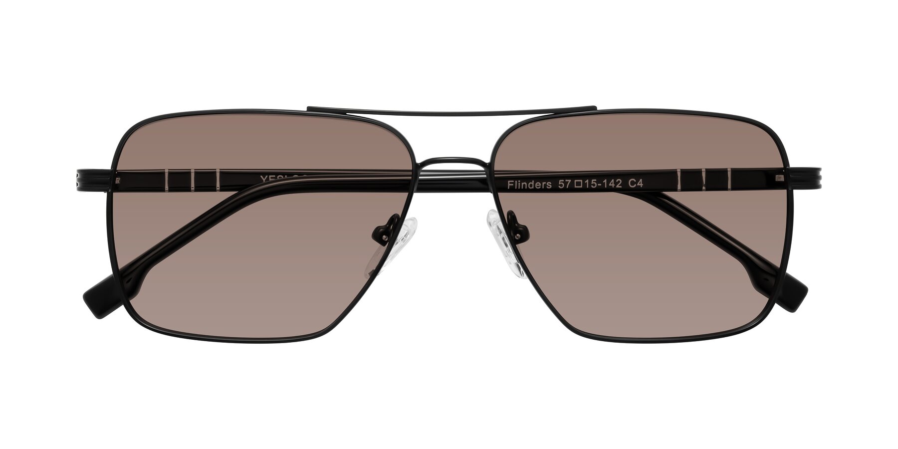 Folded Front of Flinders in Matte Black with Medium Brown Tinted Lenses