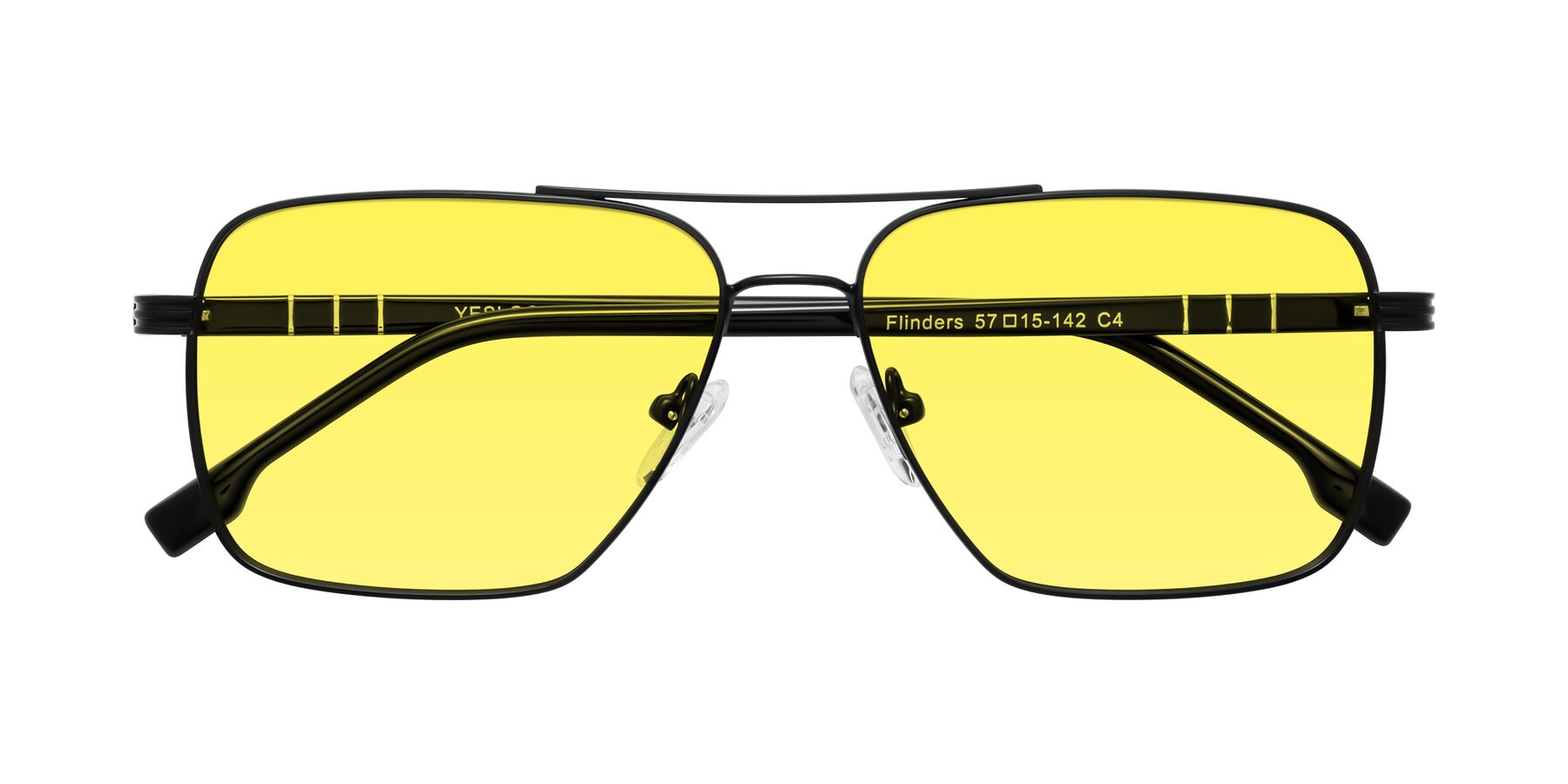 Folded Front of Flinders in Matte Black with Medium Yellow Tinted Lenses
