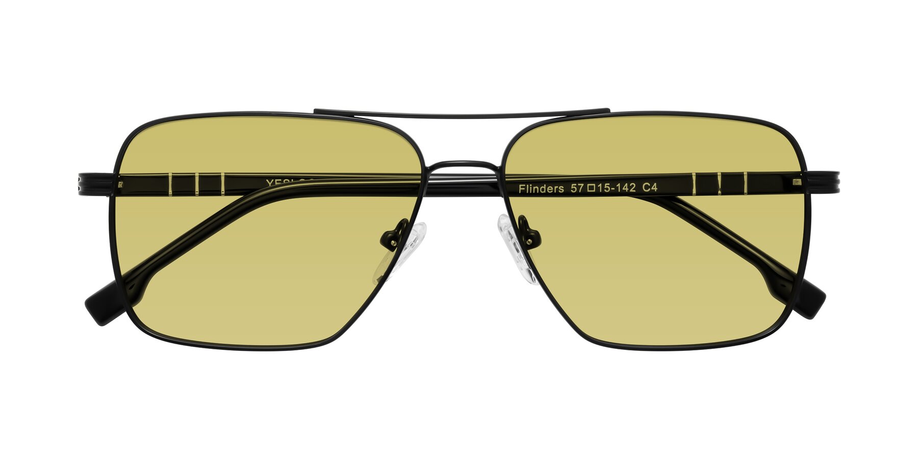 Folded Front of Flinders in Matte Black with Medium Champagne Tinted Lenses