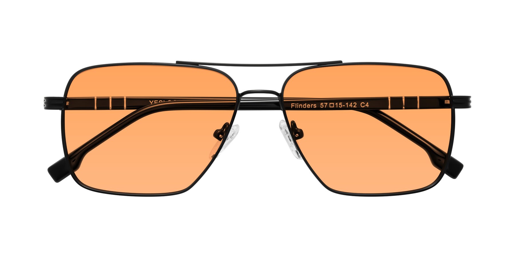 Folded Front of Flinders in Matte Black with Medium Orange Tinted Lenses