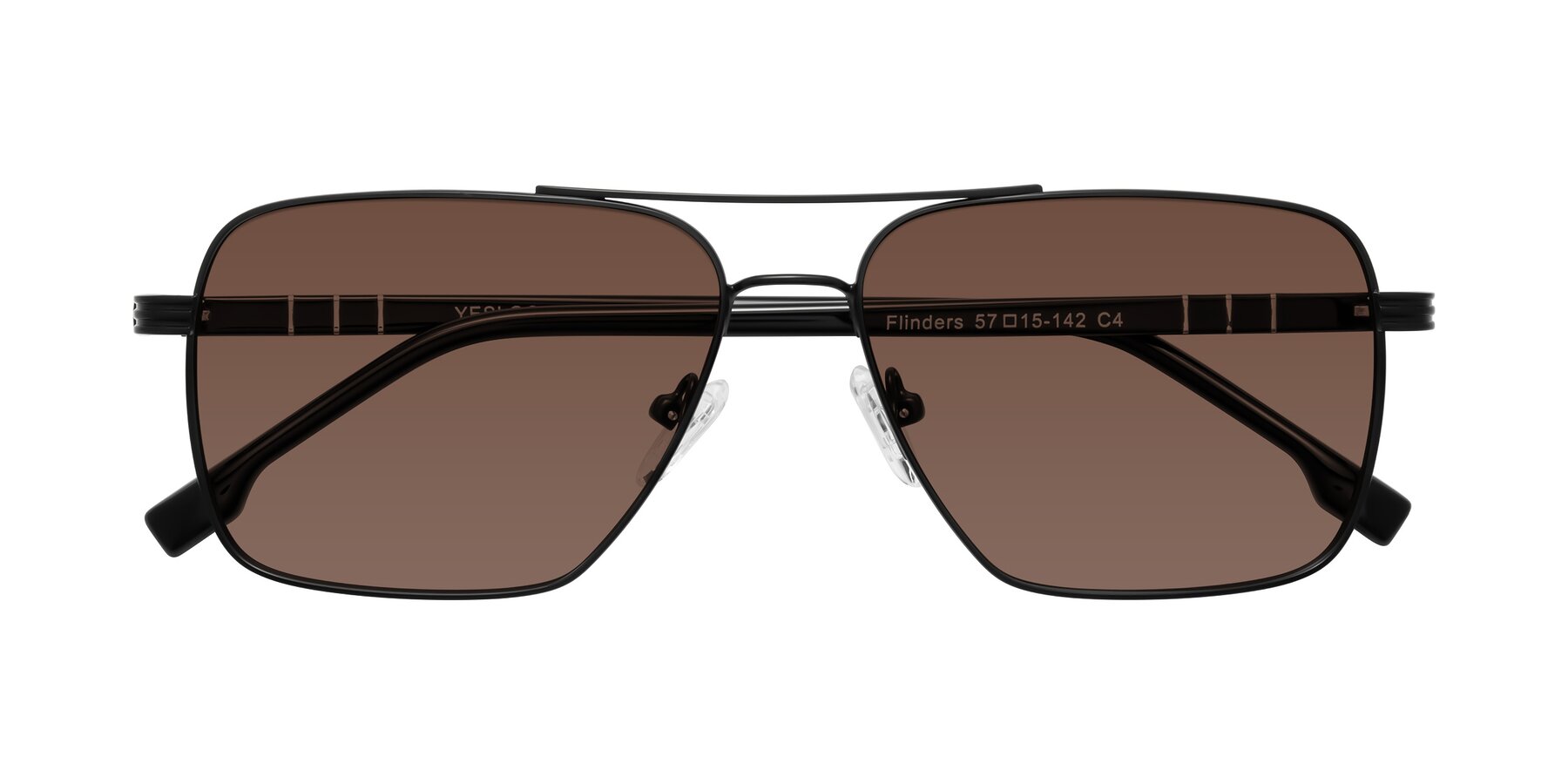 Folded Front of Flinders in Matte Black with Brown Tinted Lenses