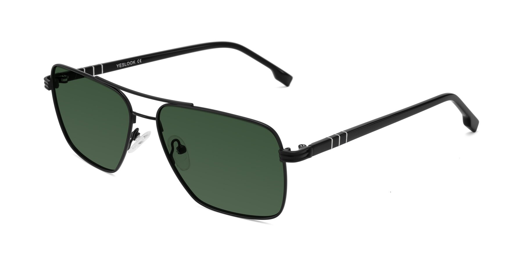 Angle of Flinders in Matte Black with Green Tinted Lenses