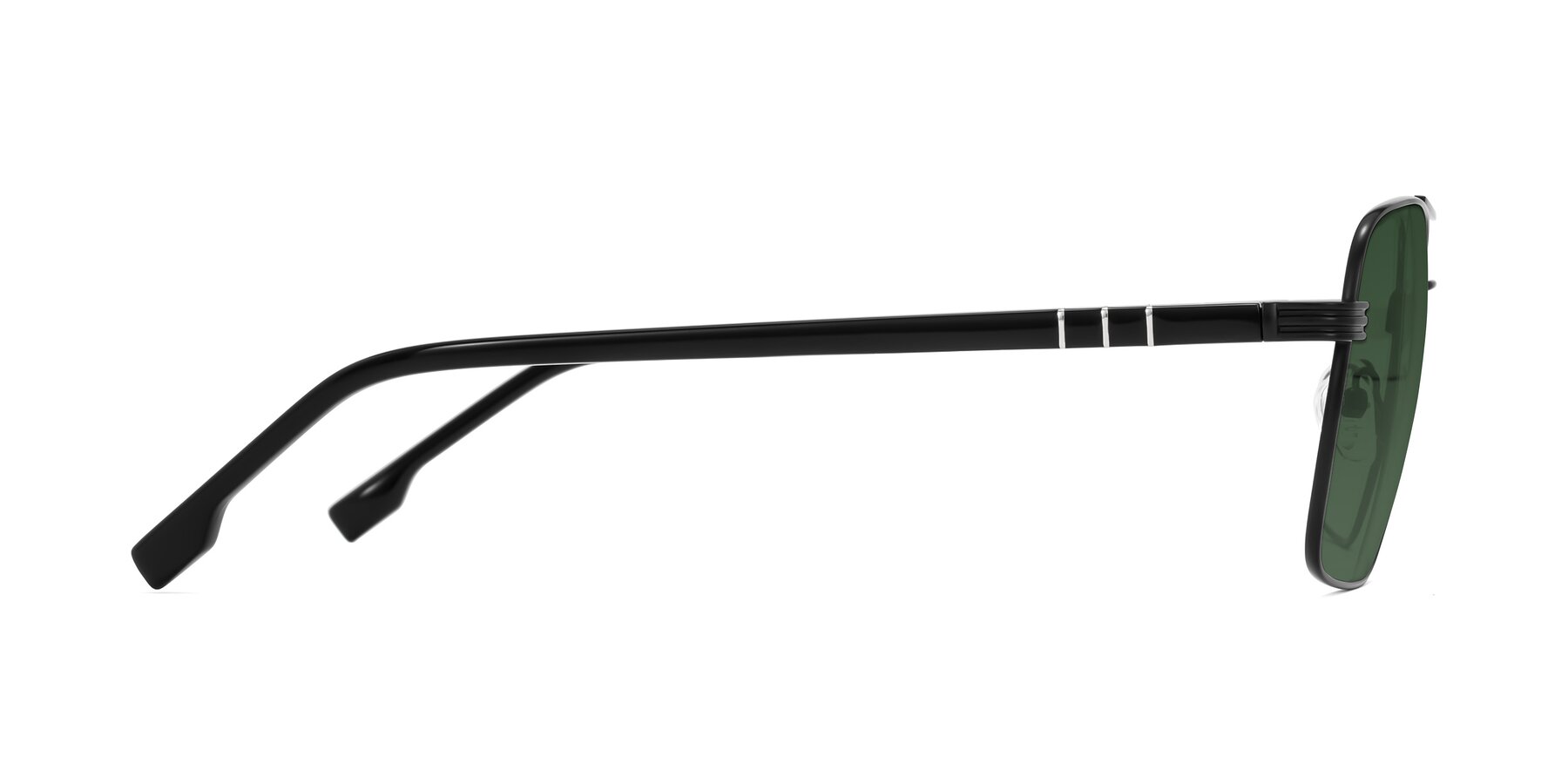 Side of Flinders in Matte Black with Green Tinted Lenses