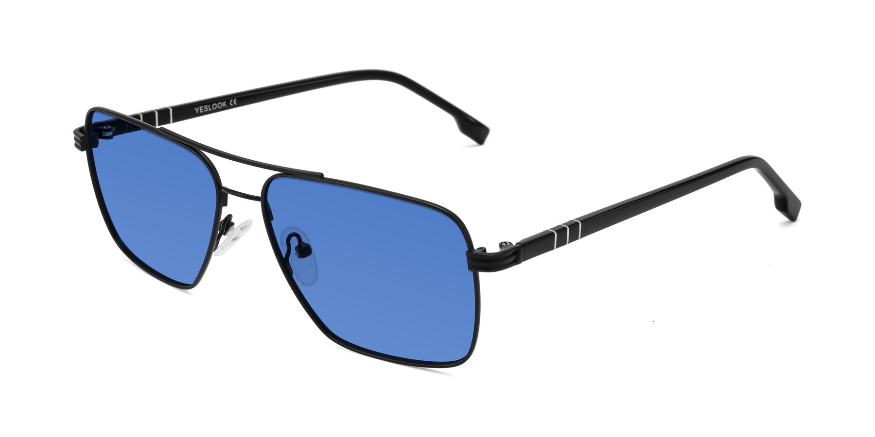 Angle of Flinders in Matte Black with Blue Tinted Lenses