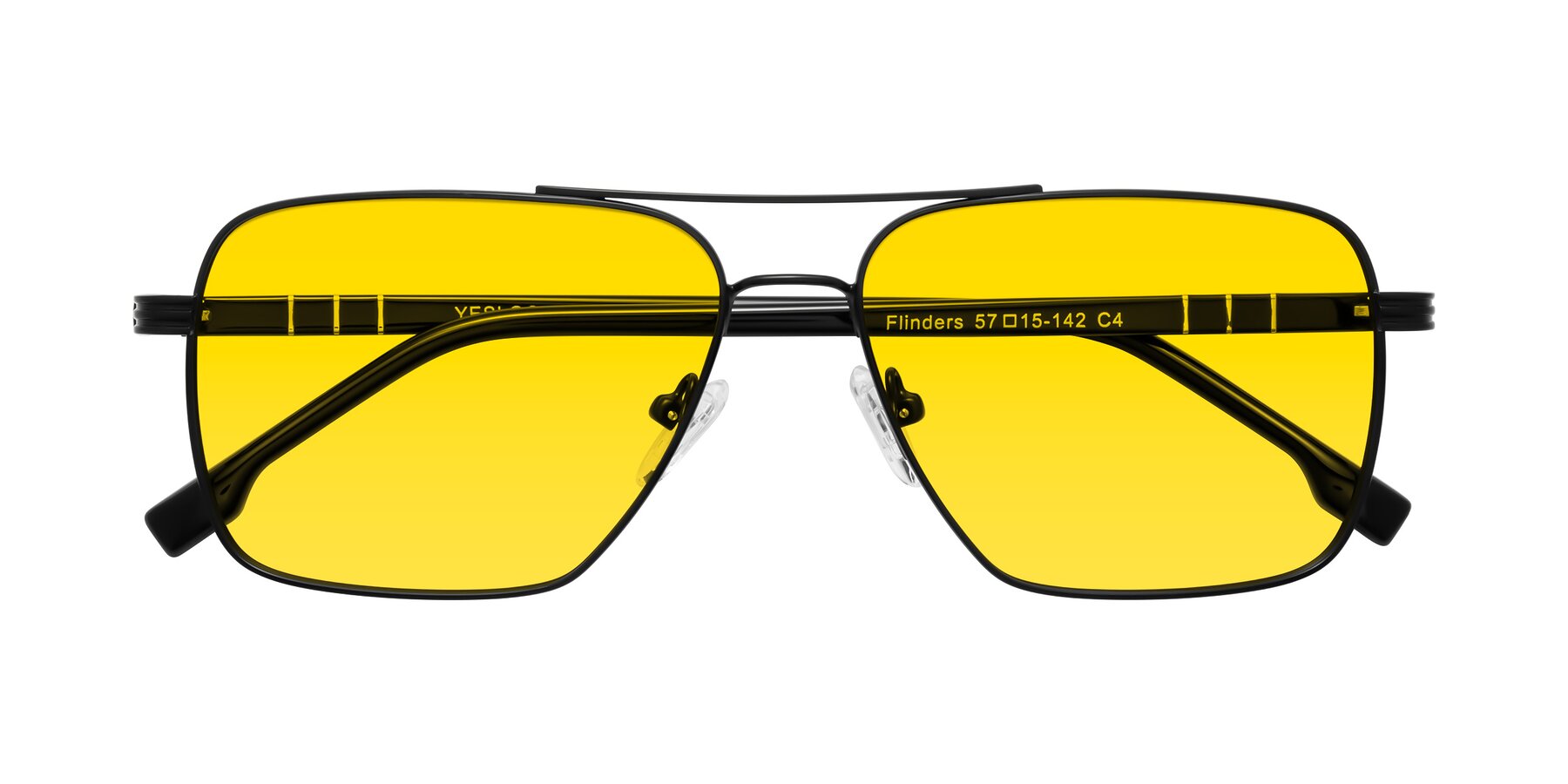 Folded Front of Flinders in Matte Black with Yellow Tinted Lenses