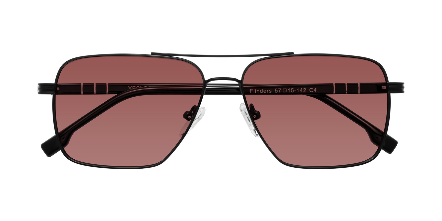 Folded Front of Flinders in Matte Black with Garnet Tinted Lenses
