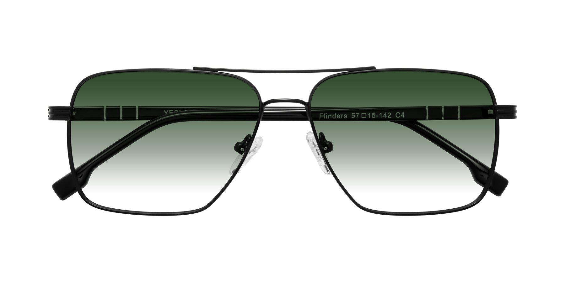 Folded Front of Flinders in Matte Black with Green Gradient Lenses