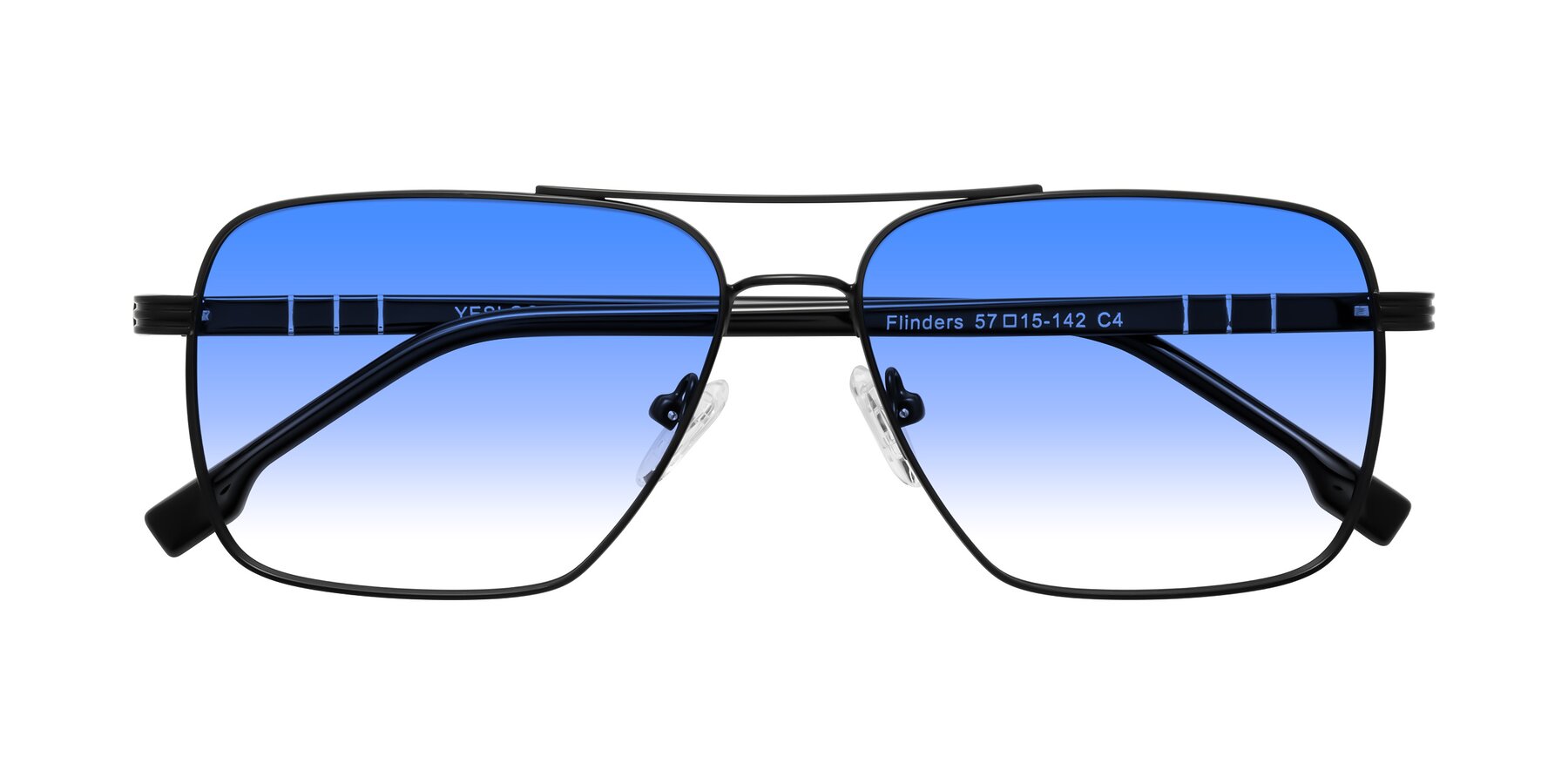 Folded Front of Flinders in Matte Black with Blue Gradient Lenses