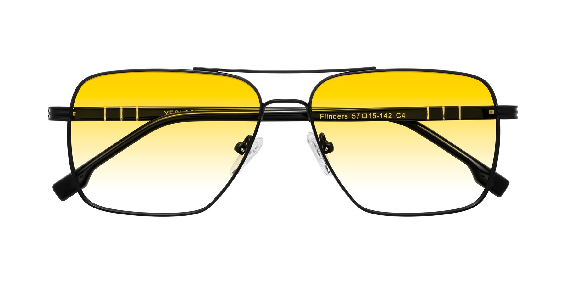 Folded Front of Flinders in Matte Black with Yellow Gradient Lenses