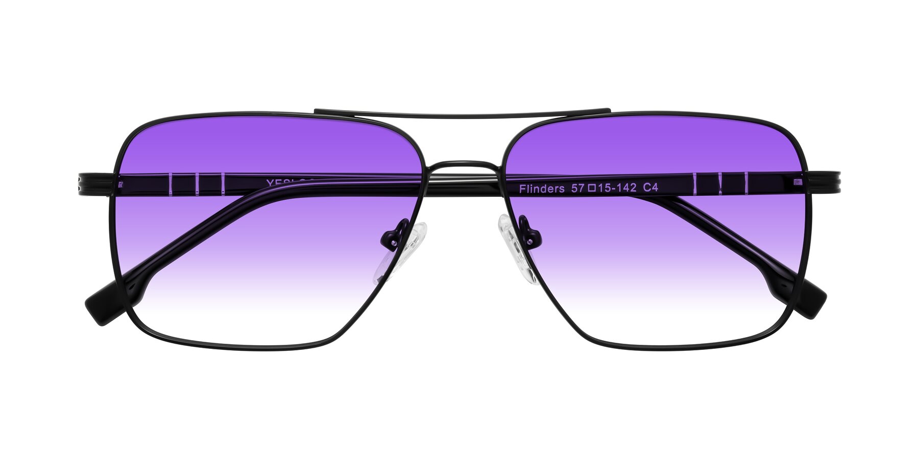Folded Front of Flinders in Matte Black with Purple Gradient Lenses
