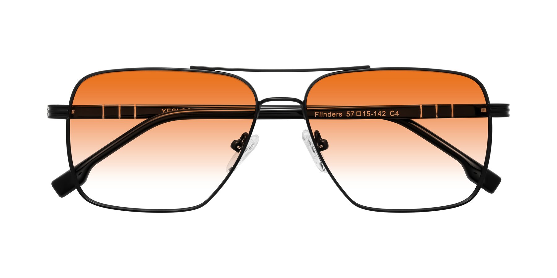 Folded Front of Flinders in Matte Black with Orange Gradient Lenses