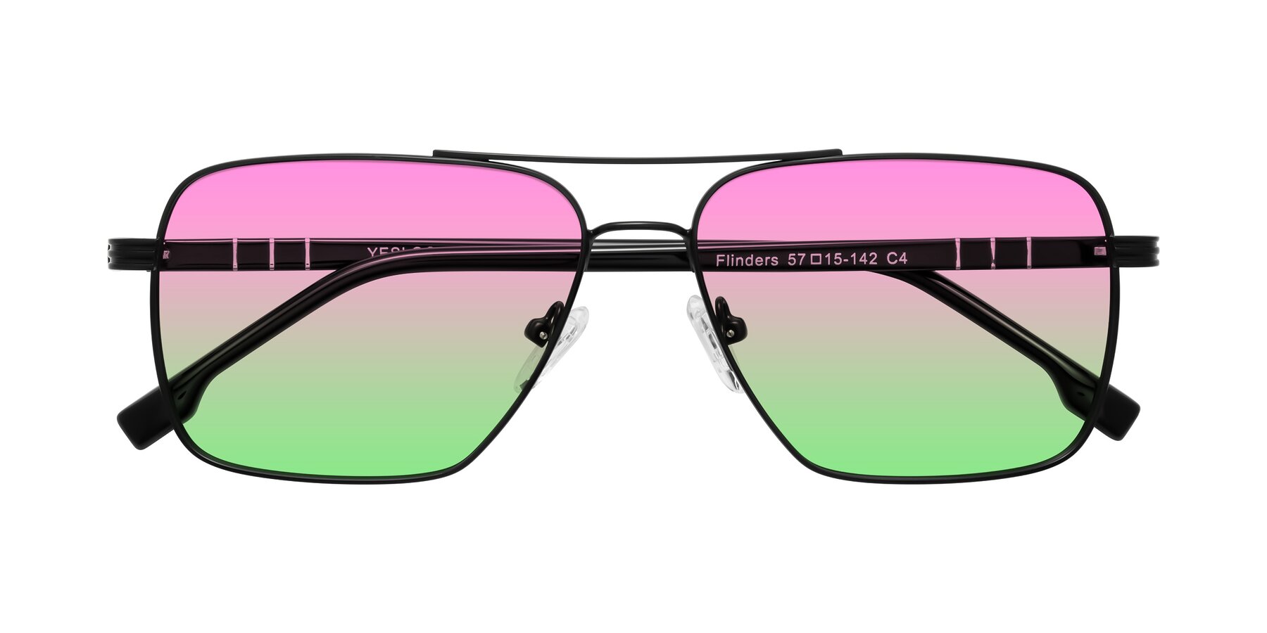 Folded Front of Flinders in Matte Black with Pink / Green Gradient Lenses