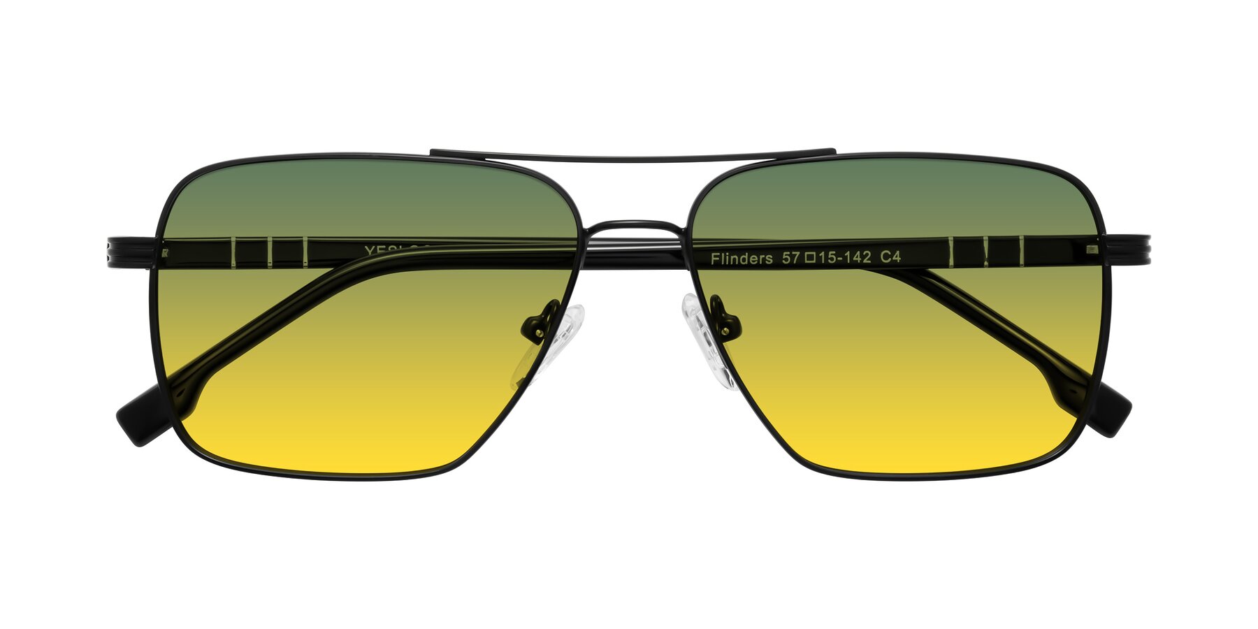 Folded Front of Flinders in Matte Black with Green / Yellow Gradient Lenses