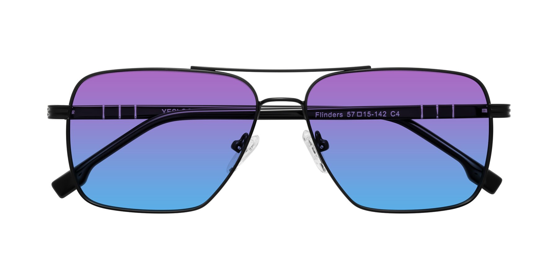 Folded Front of Flinders in Matte Black with Purple / Blue Gradient Lenses