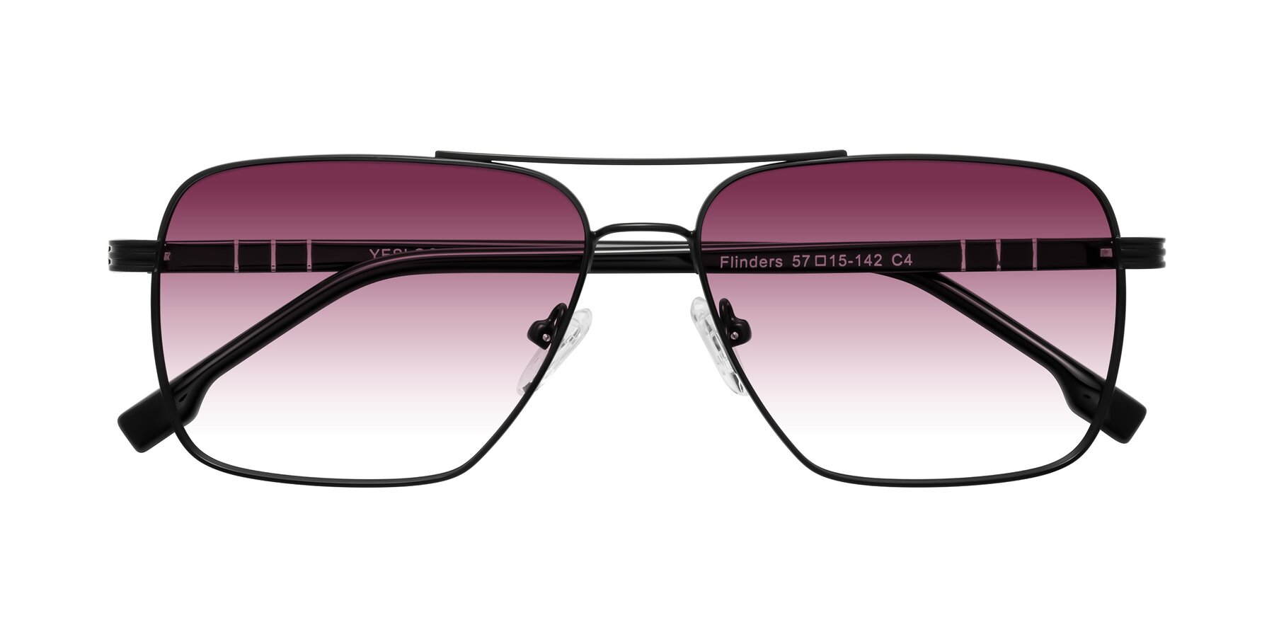 Folded Front of Flinders in Matte Black with Wine Gradient Lenses