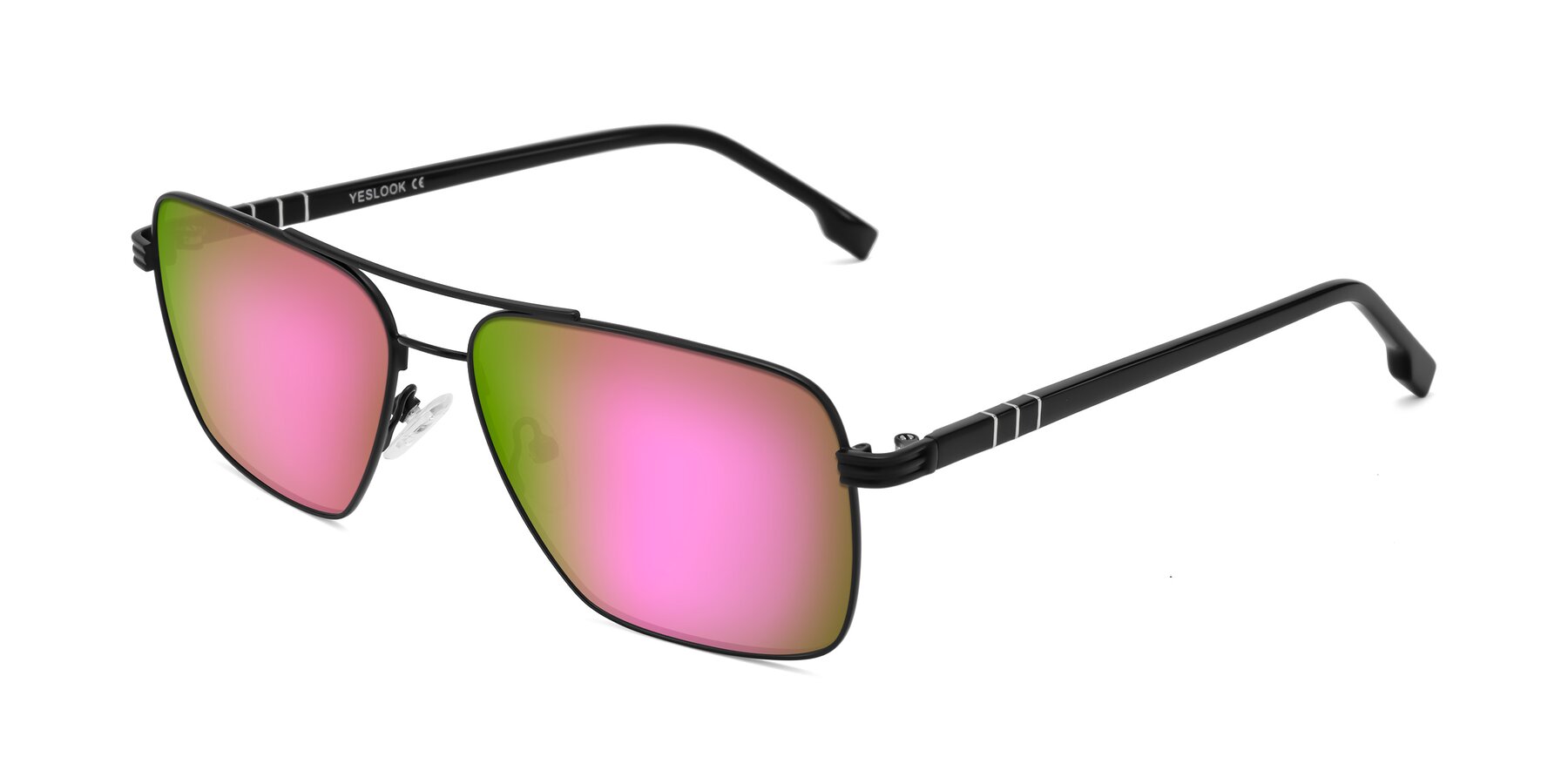 Angle of Flinders in Matte Black with Pink Mirrored Lenses