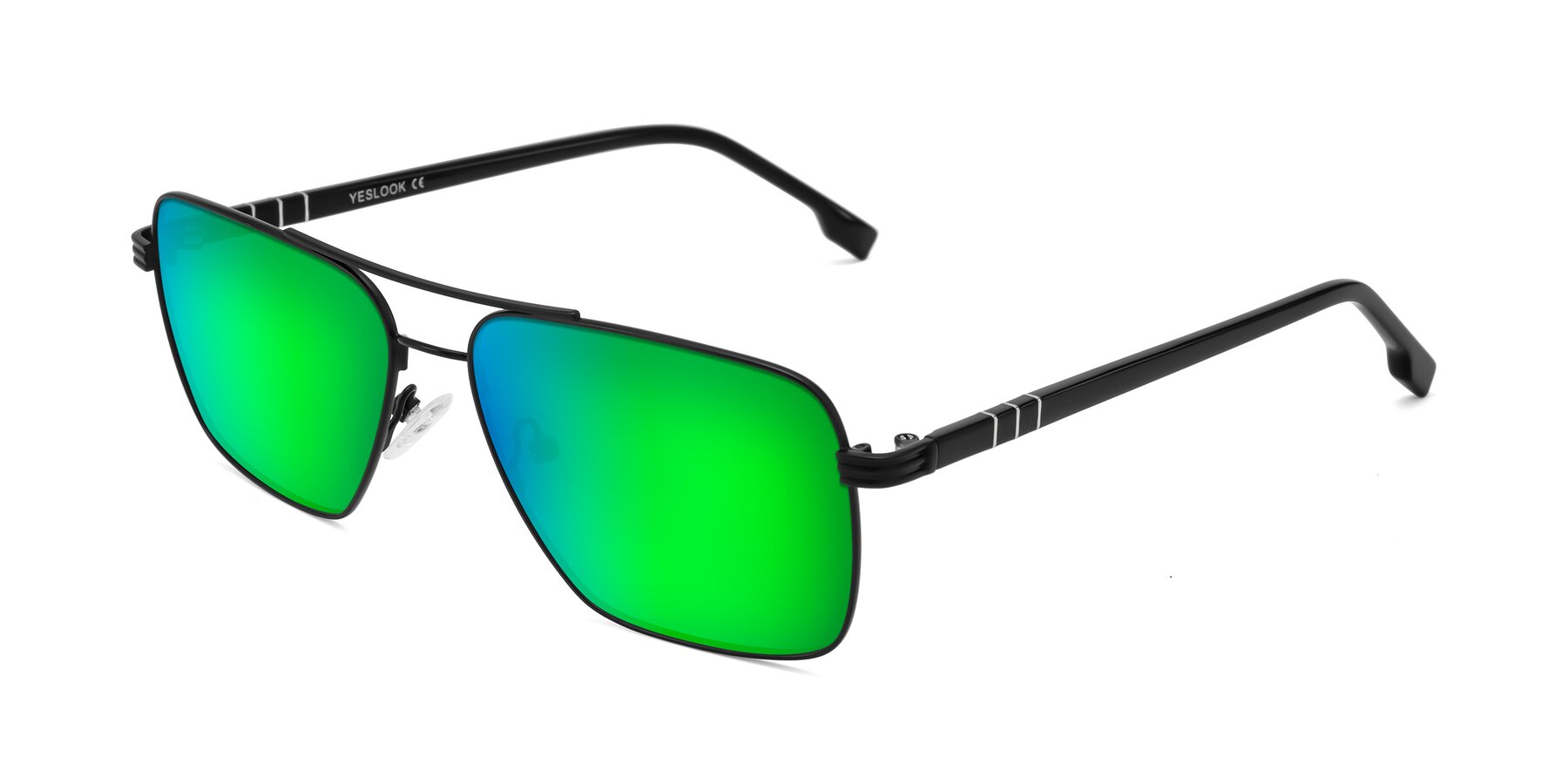 Angle of Flinders in Matte Black with Green Mirrored Lenses