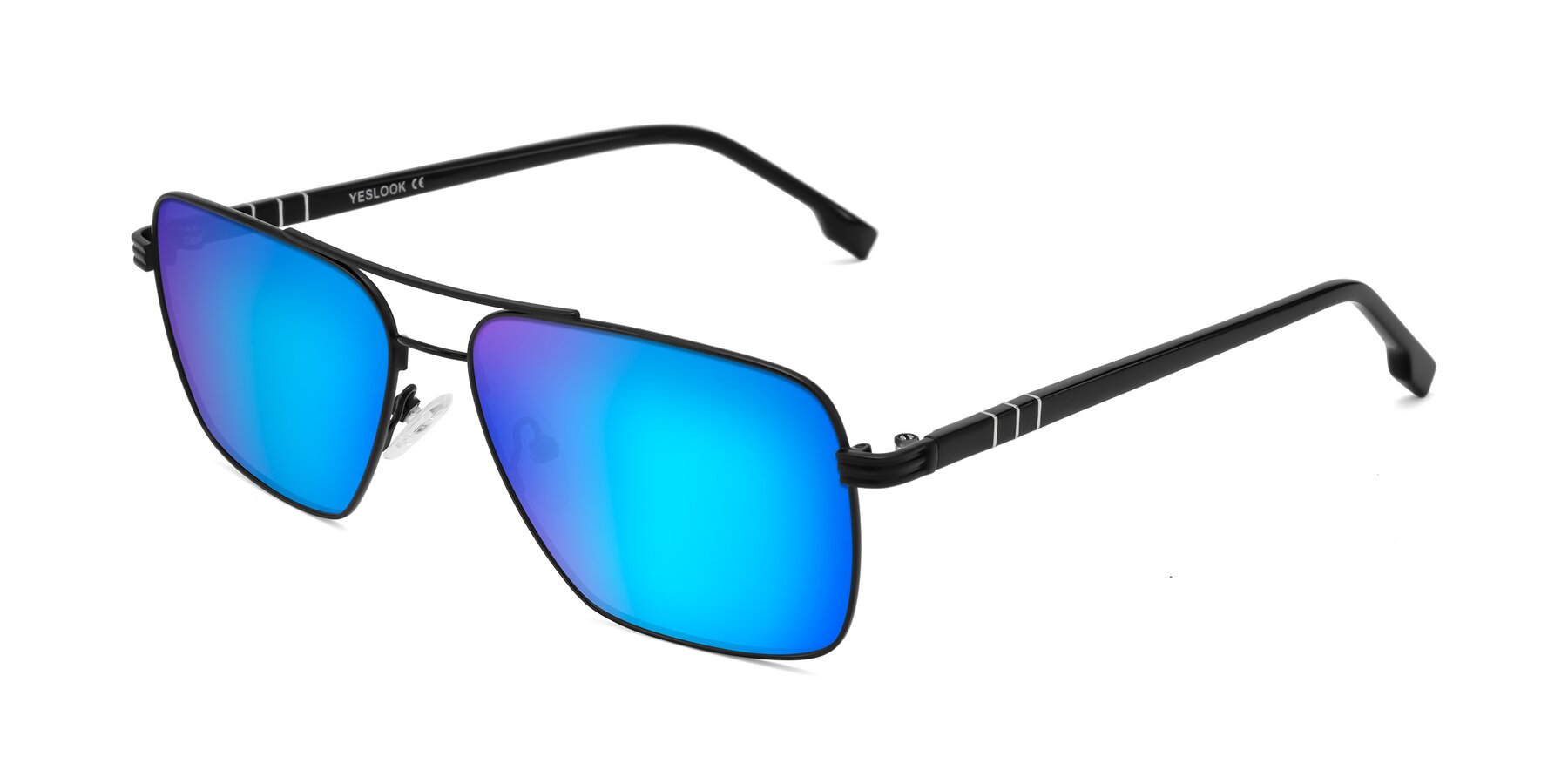 Angle of Flinders in Matte Black with Blue Mirrored Lenses