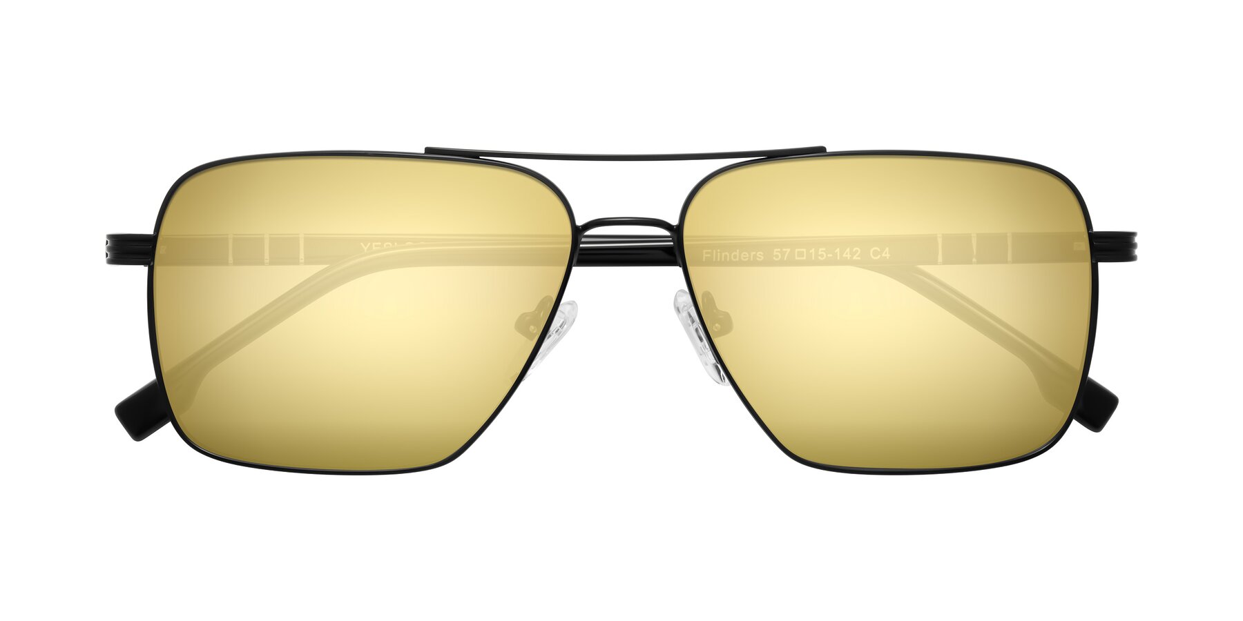 Folded Front of Flinders in Matte Black with Gold Mirrored Lenses