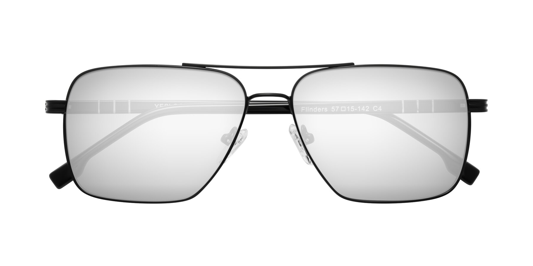 Folded Front of Flinders in Matte Black with Silver Mirrored Lenses