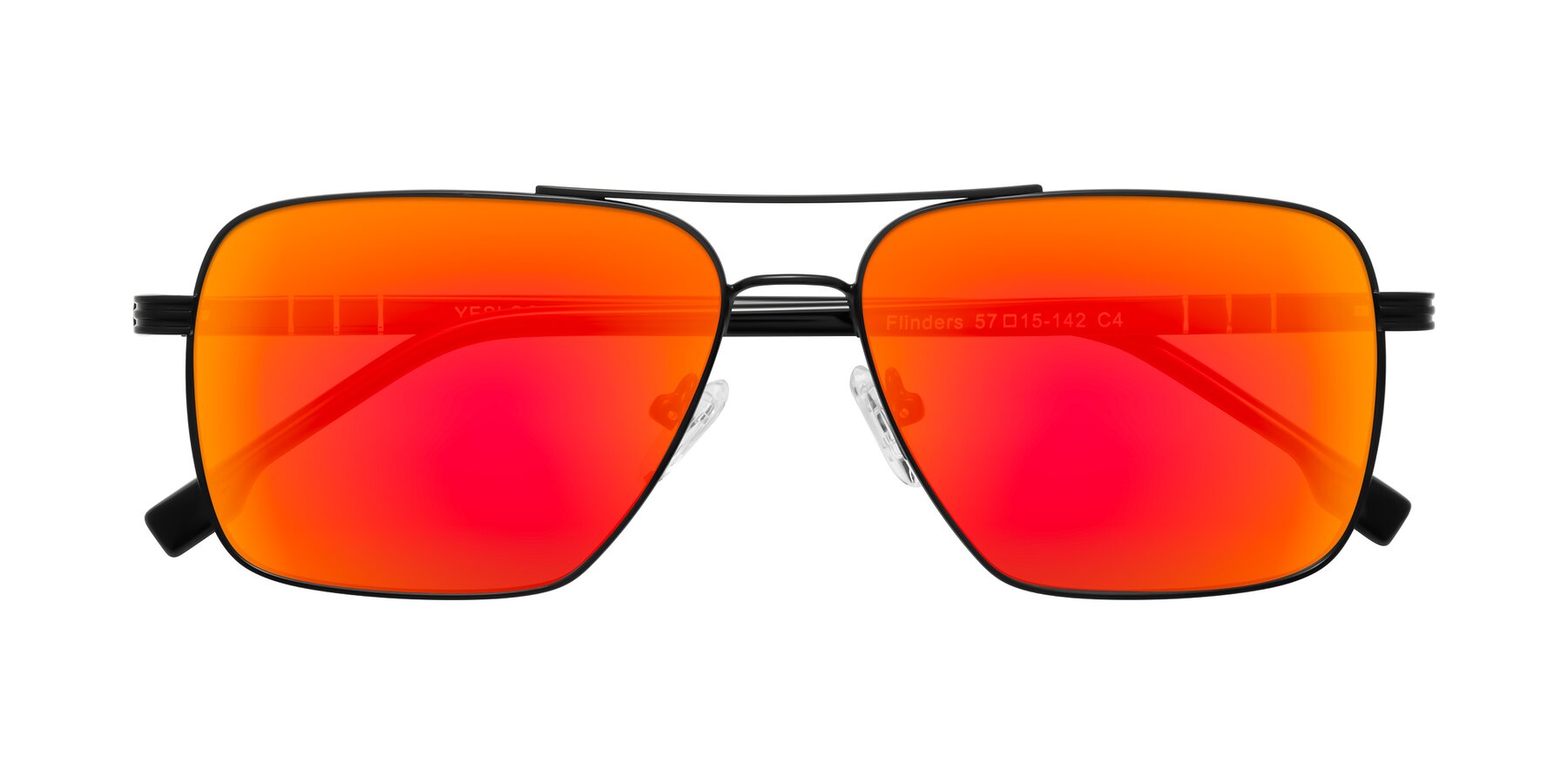 Folded Front of Flinders in Matte Black with Red Gold Mirrored Lenses