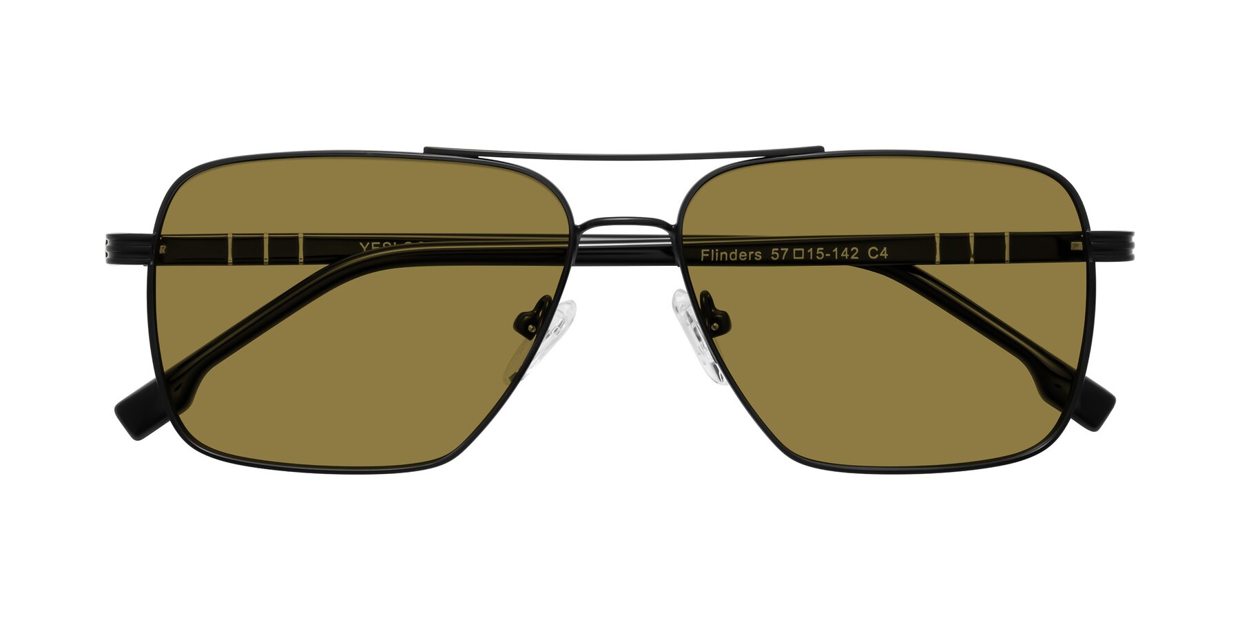 Folded Front of Flinders in Matte Black with Brown Polarized Lenses