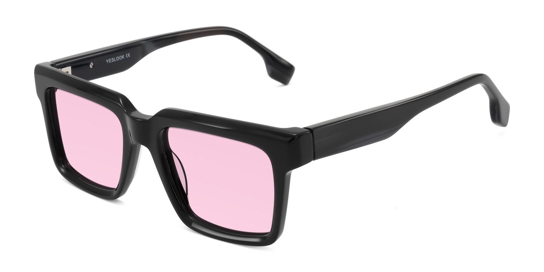Angle of Kieta in Black/Gray Brown Striped with Light Pink Tinted Lenses