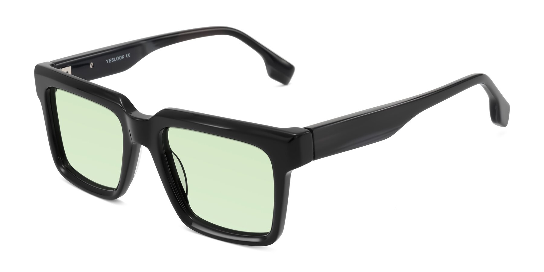 Angle of Kieta in Black/Gray Brown Striped with Light Green Tinted Lenses