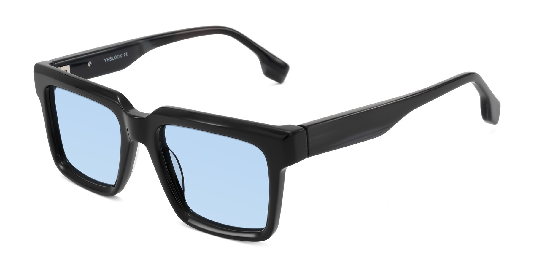 Angle of Kieta in Black/Gray Brown Striped with Light Blue Tinted Lenses