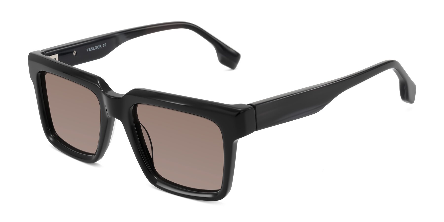 Angle of Kieta in Black/Gray Brown Striped with Medium Brown Tinted Lenses