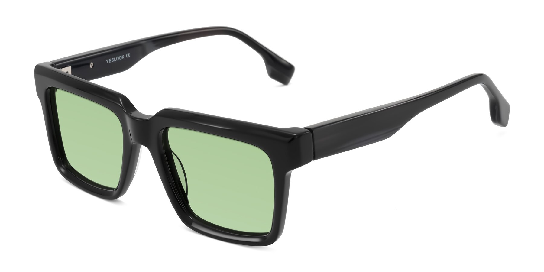 Angle of Kieta in Black/Gray Brown Striped with Medium Green Tinted Lenses