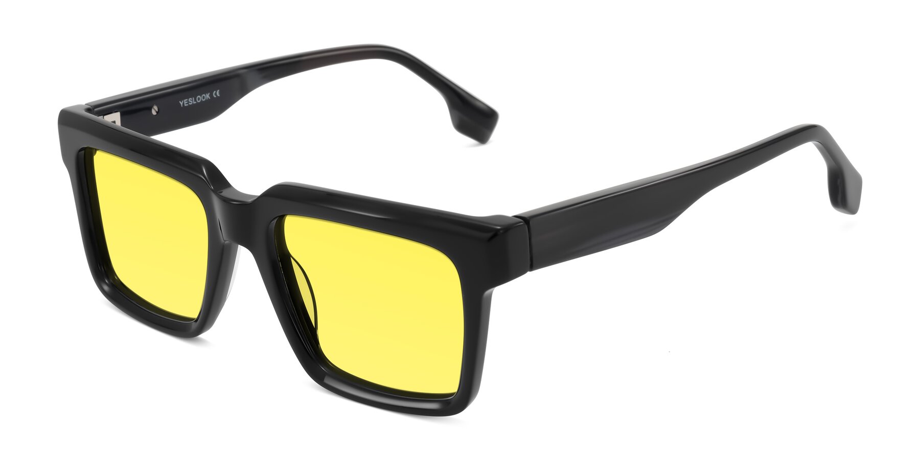 Angle of Kieta in Black/Gray Brown Striped with Medium Yellow Tinted Lenses