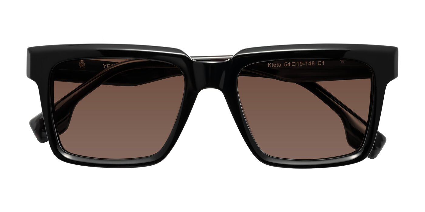 Kieta - Black/Gray Brown Striped Tinted Sunglasses