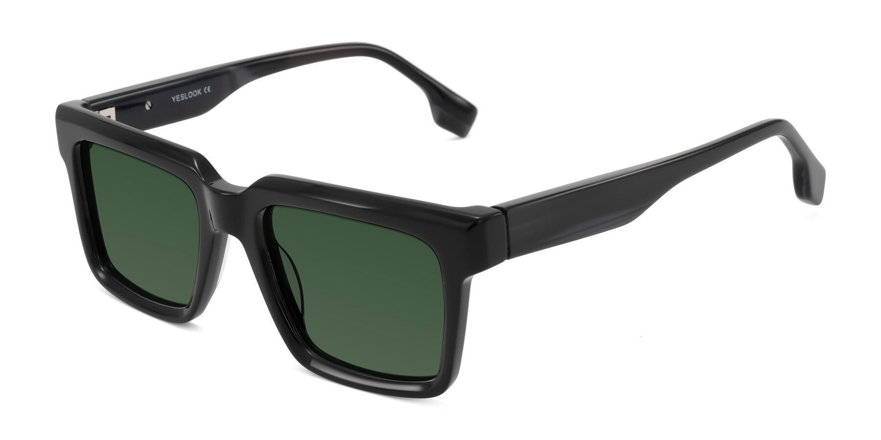 Angle of Kieta in Black/Gray Brown Striped with Green Tinted Lenses